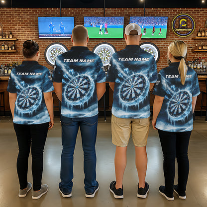 Personalized Blue Dartboard Icy Darts Shirt For Women Custom Darts Jersey Team Polo & 1/4 Zip TDM5682