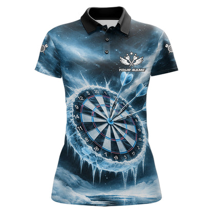 Personalized Blue Dartboard Icy Darts Shirt For Women Custom Darts Jersey Team Polo & 1/4 Zip TDM5682