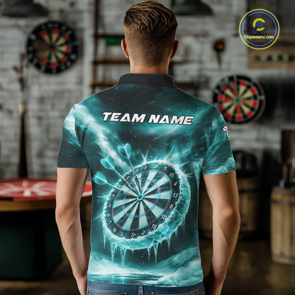 Personalized Turquoise Dartboard Icy Darts Shirt For Men Custom Darts Jersey Team Polo & 1/4 Zip TDM5683