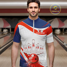 Load image into Gallery viewer, Personalized Bowling Polo &amp; 1/4 Zip For Men Custom Bowling Tournament Team Jersey TDM6296
