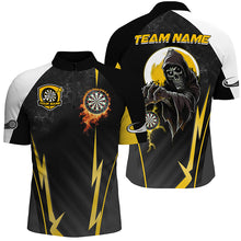 Load image into Gallery viewer, Funny Grim Reaper Custom Yellow Black Darts Shirts For Men, Personalized Darts Team Jerseys TDM2190