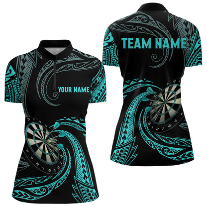 Turquoise Tribal Darts Polo & Quarter Zip Shirts Custom Women Darts Shirts Dart Jerseys TDM3186