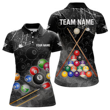 Load image into Gallery viewer, Personalized 8 Ball Pattern Smoke Women Billiard Shirts Custom 3D Billiard Balls Pool Jerseys | Black TDM3190