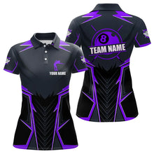 Load image into Gallery viewer, Billiard Jerseys For Women Custom Polo &amp; Quarter-Zip Billiard Team Shirts, 8 Ball Pool Shirt |Purple TDM3532