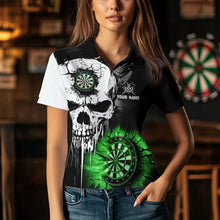 Load image into Gallery viewer, Personalized Grunge Skull Crack Wall Women Dart Shirts Custom Darts League Team Jerseys |Green TDM3699