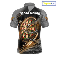Load image into Gallery viewer, Personalized Eagle Lightning Darts Shirt For Men, Darts Team Jersey Polo &amp; 1/4 Zip |Gold TDM6306