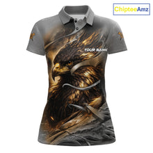 Load image into Gallery viewer, Personalized Eagle Lightning Darts Shirt For Women, Darts Team Jersey Polo &amp; 1/4 Zip |Gold TDM6306