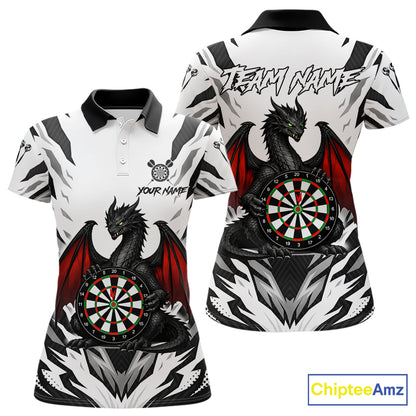 Personalized Dragon Darts Jersey For Women Custom Darts Polo & Quarter Zip Team Shirts |Red TDM6310