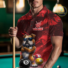 Load image into Gallery viewer, Funny Bulldog Pool Balls Billiard Shirt For Men Custom Billiard Team Jersey Polo &amp; 1/4 Zip |Red TDM6477