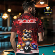 Load image into Gallery viewer, Funny Bulldog Pool Balls Billiard Shirt For Men Custom Billiard Team Jersey Polo &amp; 1/4 Zip |Red TDM6477