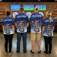 Load image into Gallery viewer, Personalized Blue Funny Bulldog Darts Shirt For Men Custom Darts Jersey Team Polo &amp; 1/4 Zip TDM6481