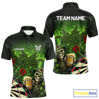 St Patrick Day Skull Darts Shirt Pocket Option For Men Custom Darts Jersey TDM5700