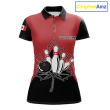 Load image into Gallery viewer, Canada Bowling Polo Shirt For Women Custom Patriotic Canada Bowling Team Jersey Design