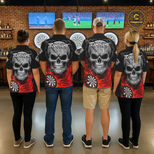 Load image into Gallery viewer, Black And Red Flaming Skull Darts Shirt For Women Custom Darts League Jersey Team Polo &amp; 1/4 Zip TDM5435