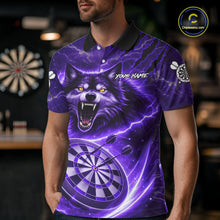 Load image into Gallery viewer, Personalized Purple Dartboard Lightning Wolf Darts Shirt For Men, Darts Team Jersey Polo &amp; 1/4 Zip TDM5919