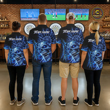 Load image into Gallery viewer, Blue Darts Skull Polo &amp; Quarter Zip Shirt For Men Custom Thunder Lighting Darts Team Jersey TDM6061