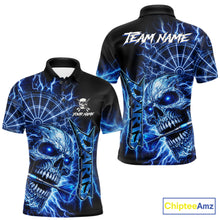 Load image into Gallery viewer, Blue Darts Skull Polo &amp; Quarter Zip Shirt For Men Custom Thunder Lighting Darts Team Jersey TDM6061