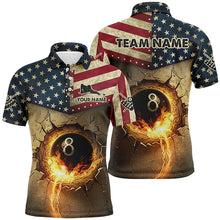Load image into Gallery viewer, Custom Vintage US Flag 8 Ball Pool Burning Billiard Shirts For Men, Billiard Father's Day Gifts Best TDM1605