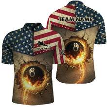 Load image into Gallery viewer, Custom Vintage US Flag 8 Ball Pool Burning Billiard Shirts For Men, Billiard Father's Day Gifts Best TDM1605