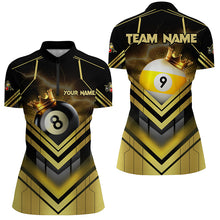 Load image into Gallery viewer, Personalized Billiard 8 Ball &amp; 9 Ball Crown 3D Shirts For Women, Best Billiard Team Jerseys Attire TDM1807