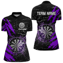 Load image into Gallery viewer, Black And Purple Darts Board Break Glass Custom Dart Shirts For Women, Darts Team Shirts Dart Jerseys TDM3217