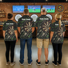 Load image into Gallery viewer, Green Retro Grunge Camo Darts Shirt For Women Custom Darts Jersey Team Polo &amp; Quarter Zip Uniform TDM5450
