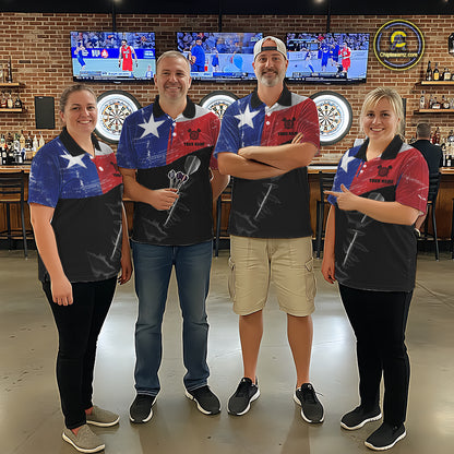 Personalized Texas Flag Steel Tip Dart Polo & 1/4 Zip For Women Custom Texas Darts Team Jersey TDM5452
