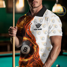 Load image into Gallery viewer, Orange Flaming 8 Ball Pool Billiard Shirt For Men Custom Billiard Team Jersey Polo &amp; 1/4 Zip TDM5925
