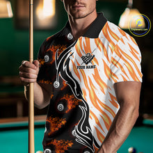 Load image into Gallery viewer, Personalized Fire Flame 8 Ball Pool Billiard Shirt For Men, Billiard Team Jersey Polo &amp; 1/4 Zip TDM5926