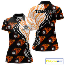 Load image into Gallery viewer, Personalized Fire Flame 8 Ball Pool Billiard Shirt For Women, Billiard Team Jersey Polo &amp; 1/4 Zip TDM5926