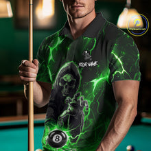 Load image into Gallery viewer, Green Grim Reaper 8 Ball Billiard Shirt For Men Custom Lightning Billiard Team Jersey Polo, 1/4 Zip TDM6326