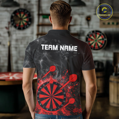 Red Dartboard Splatter Smoke Darts Shirt For Men Custom Grunge Darts Team Jersey Polo & 1/4 Zip TDM6505