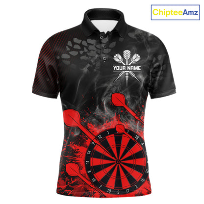Red Dartboard Splatter Smoke Darts Shirt For Men Custom Grunge Darts Team Jersey Polo & 1/4 Zip TDM6505