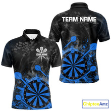 Load image into Gallery viewer, Blue Dartboard Splatter Smoke Darts Shirt For Men Custom Grunge Darts Team Jersey Polo &amp; 1/4 Zip TDM6506