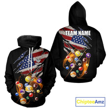Load image into Gallery viewer, American Flag Pool Balls Billiard Hoodie For Men And Women, Patriotic Billiard Hoodie Jersey TDM5730