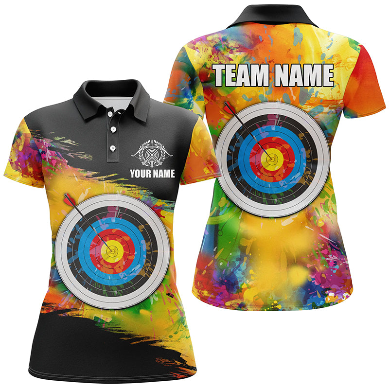 Personalized Colorful 3D Target Archery Women Polo Shirts Custom Archery Jerseys Attire For Archer TDM1238