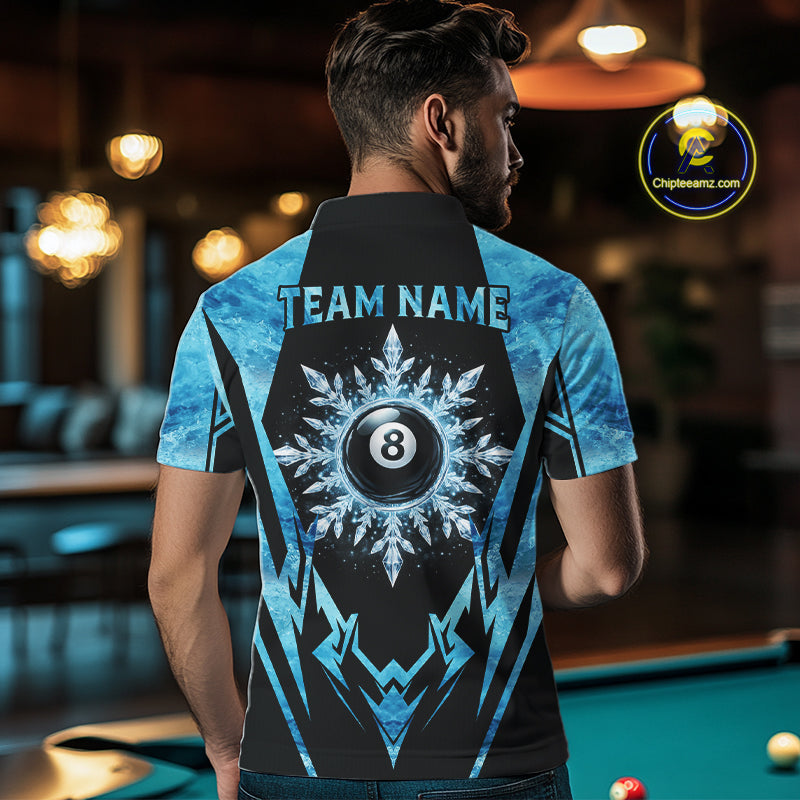 Black And Blue 8 Ball Pool Ice Billiard Shirt For Men, Funny Pool Team Jersey Polo & 1/4 Zip TDM6338