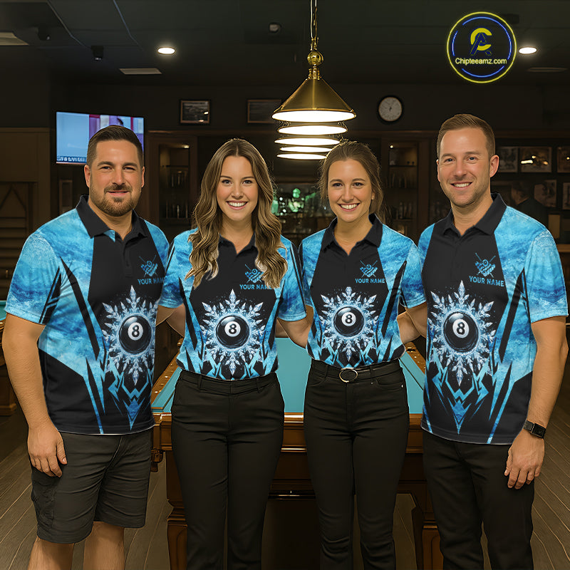 Black And Blue 8 Ball Pool Ice Billiard Shirt For Women, Funny Pool Team Jersey Polo & 1/4 Zip TDM6338