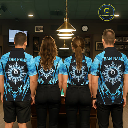 Black And Blue 8 Ball Pool Ice Billiard Shirt For Women, Funny Pool Team Jersey Polo & 1/4 Zip TDM6338