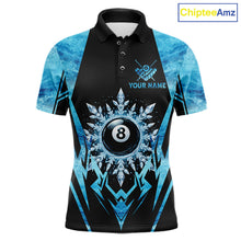 Load image into Gallery viewer, Black And Blue 8 Ball Pool Ice Billiard Shirt For Men, Funny Pool Team Jersey Polo &amp; 1/4 Zip TDM6338