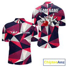 Load image into Gallery viewer, Geometric bowling tournament quarter zip shirt for men designed for league tournaments and team events.