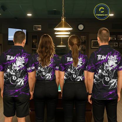 Personalized Thunder Lightning Wolf Billiard Shirts For Women Custom Billiard Team Jerseys |Purple TDM5467