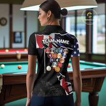 Load image into Gallery viewer, Custom Grunge American Flag Billiard Shirt For Women, Patriotic Pool Team Jersey Polo &amp; 1/4 Zip TDM5927