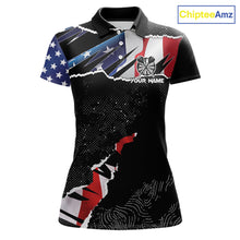 Load image into Gallery viewer, Custom Grunge American Flag Darts Shirt For Women, Patriotic Darts Team Jersey Polo &amp; 1/4 Zip TDM5929