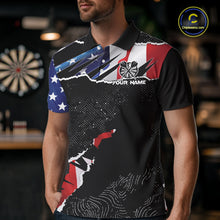 Load image into Gallery viewer, American Flag Aim Shoot Swear Repeat Darts Shirt For Men Custom Darts Jersey Team Polo &amp; 1/4 Zip TDM5930