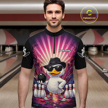 Load image into Gallery viewer, Pink Funny Duck Bowling Jersey For Men Custom Graffiti Bowling Shirt Team Polo &amp; 1/4 Zip Shirt TDM6094