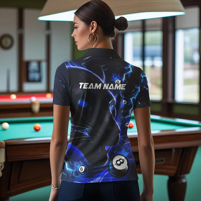 Personalized Blue 8 Ball Pool Panther 3D Billiard Shirts For Women, Team League Billiard Jerseys TDM3738