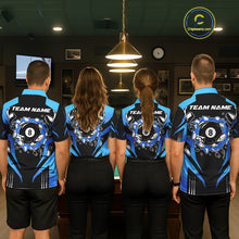 Load image into Gallery viewer, Funny Break 8 Ball Billiard Shirt For Men Custom Black And Blue Pool Team Jersey Polo, 1/4 Zip TDM6099