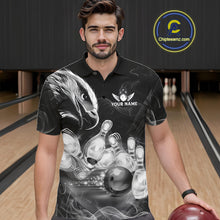 Load image into Gallery viewer, Black And White Custom Eagle Smoke Bowling Shirt For Men, Bowling Team Jersey Polo &amp; 1/4 Zip TDM6356