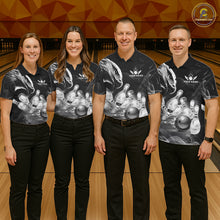 Load image into Gallery viewer, Black And White Custom Eagle Smoke Bowling Shirt For Women, Bowling Team Jersey Polo &amp; 1/4 Zip TDM6356